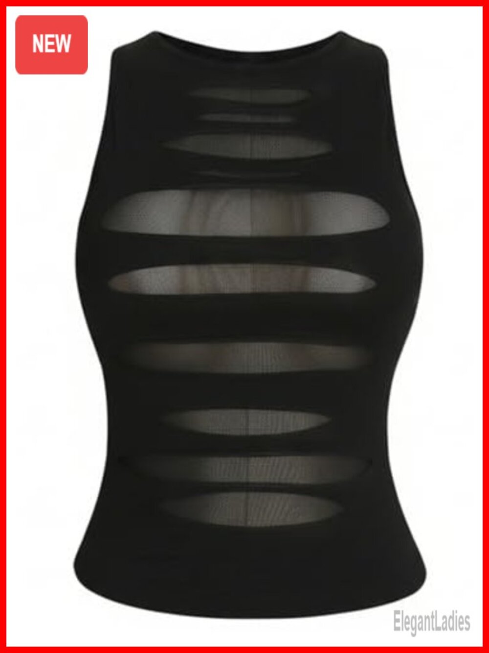 Plus Size Cut Out Punk Rock Mesh Tank Top Sleeveless